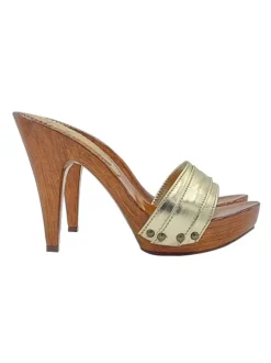 GOLDEN CLOGS WITH HEEL 11 CM