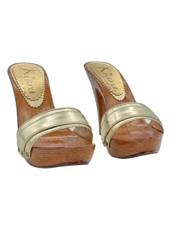 GOLDEN CLOGS WITH HEEL 11 CM