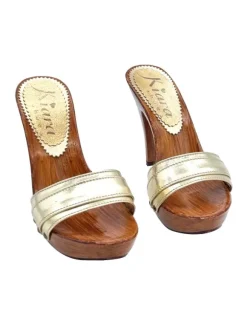 GOLDEN CLOGS WITH HEEL 11 CM