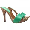 GREEN LEATHER CLOGS HEEL 12 - KM7203