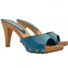 GREEN LEATHER CLOGS WITH HEEL 9
