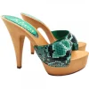 GREEN PYTHON LEATHER CLOGS