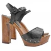 Handcrafted Black Leather Sandals with Python Effect