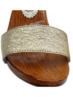 Handcrafted Gold Clogs with 9 cm Heel