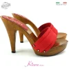 Handcrafted Red Clogs Made in Italy with Wood-Effect Base