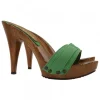 Handmade Clogs with Green Band โ€“ 11 cm Heel