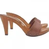 HEEL CLOGS IN BROWN LEATHER