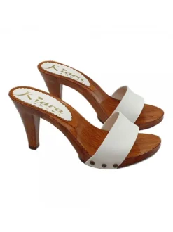 HEEL CLOGS IN WHITE LEATHER