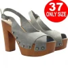 HIGH GRAY TAUPE OPEN TOE SANDALS - size 37