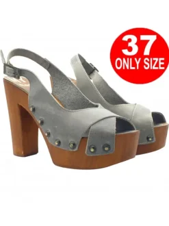 HIGH GRAY TAUPE OPEN TOE SANDALS - size 37
