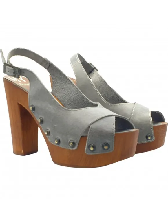 HIGH GRAY TAUPE OPEN TOE SANDALS - size 37