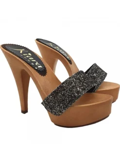 HIGH HEEL STILETTO CLOGS HEEL 13 WITH GLITTER
