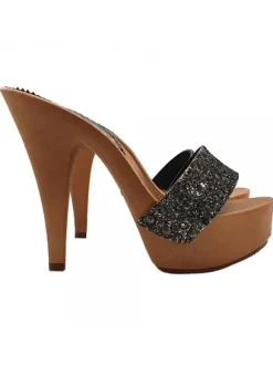 HIGH HEEL STILETTO CLOGS HEEL 13 WITH GLITTER