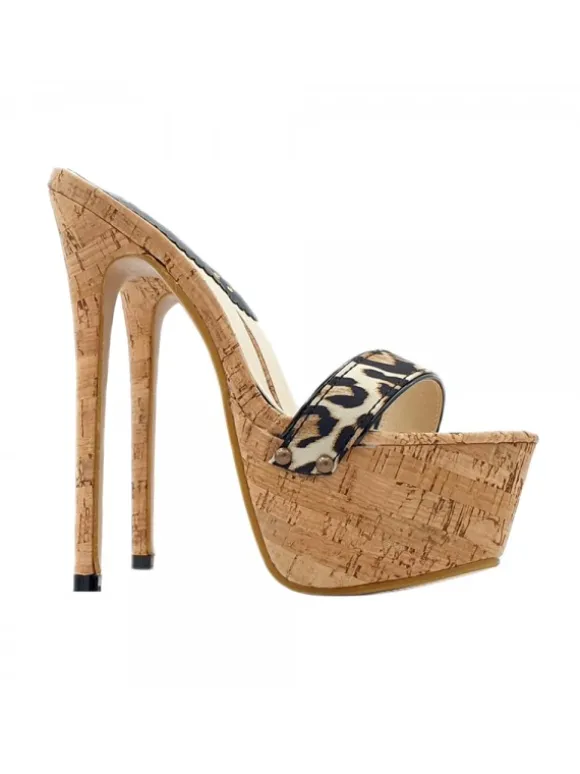 HIGH LEOPARD STILETTO IN CORK HEEL 17