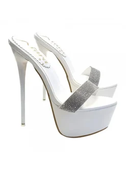 HIGH STILETTO IN WHITE PATENT LEATHER HEEL 17