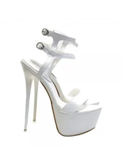 HIGH STILETTO IN WHITE PATENT LEATHER SIZE UP TO 44