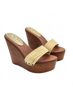 HIGH WEDGES WITH POLKA DOTS COLOR TAUPE