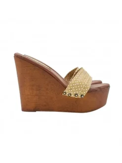 HIGH WEDGES WITH POLKA DOTS COLOR TAUPE