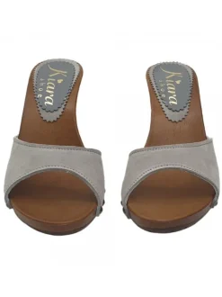 ICE COLOURED HEEL CLOGS IN SUEDE
