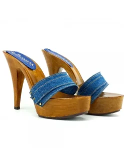 LADY CLOGS DENIM HEEL 13