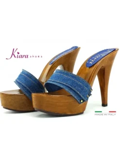 LADY CLOGS DENIM HEEL 13