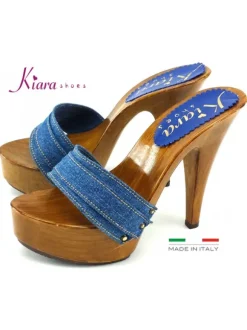 LADY CLOGS DENIM HEEL 13