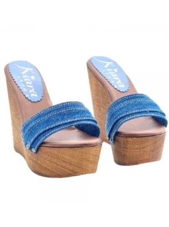 LADY CLOGS  WEDGE WOMAN DENIM