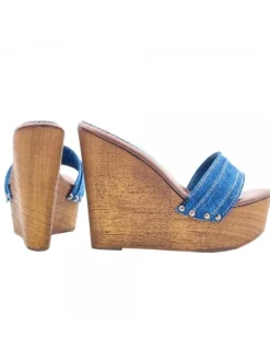 LADY CLOGS  WEDGE WOMAN DENIM