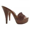 LEATHER CLOGS BROWN HIGH HEEL 13 CM
