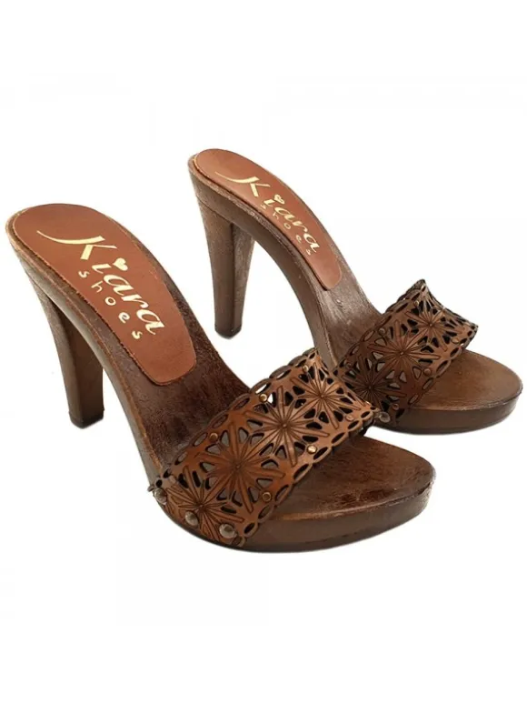 LEATHER CLOGS HEEL-K22401 CUOIO