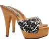 Leather clogs with spotted print and 13 heel