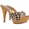 LEOPARD PRINTED LEATHER MULES WITH HIGH HEELS