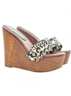 LEOPARD WEDGE CLOGS HEEL 13