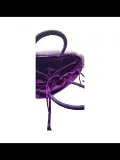 Lilac Raffia Bag with Fur