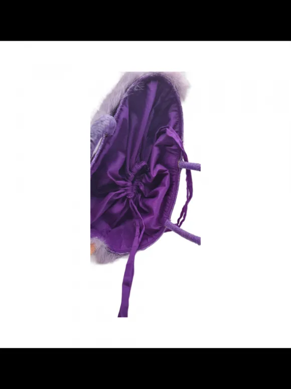 Lilac Raffia Bag with Fur
