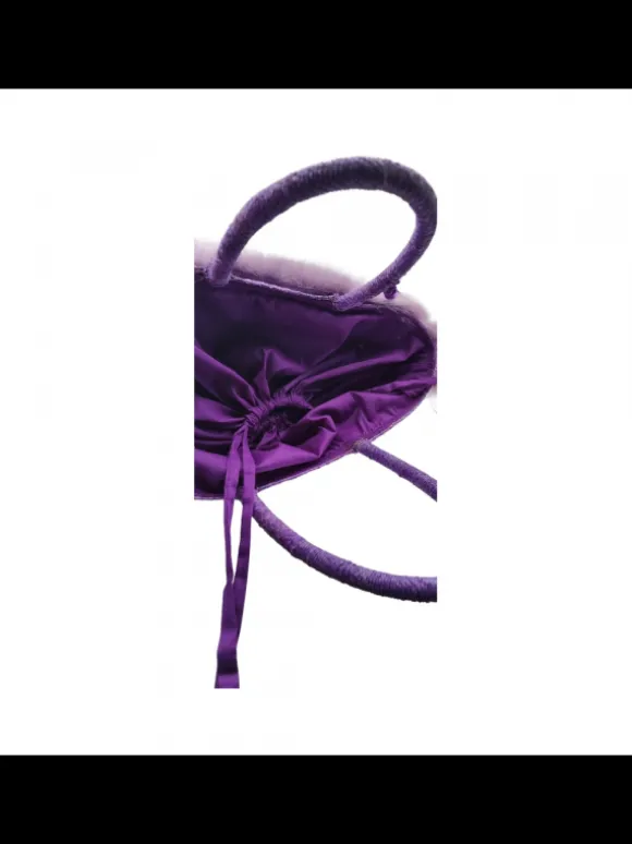 Lilac Raffia Bag with Fur