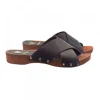 LOW CLOGS WITH CROSSED LEATHER BANDS