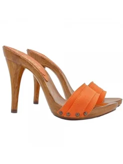ORANGE CLOGS WITH HIGH HEEL