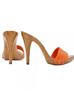 ORANGE CLOGS WITH HIGH HEEL