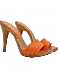 ORANGE CLOGS WITH HIGH HEEL