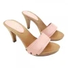 PINK CLOGS IN LEATHER HEEL 9