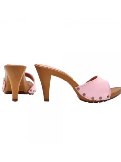PINK HEEL CLOGS IN SUEDE