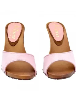 PINK HEEL CLOGS IN SUEDE