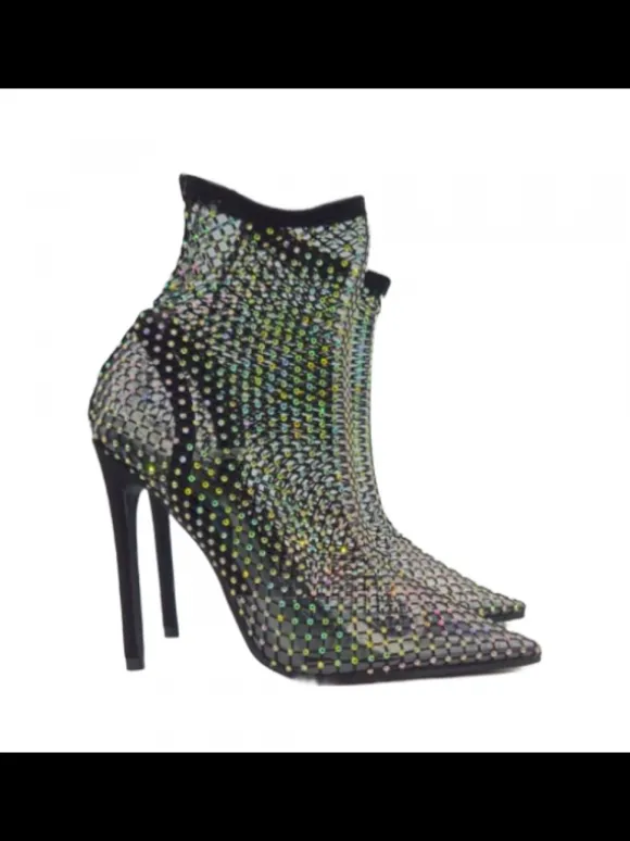 Pointed toe women's ankle boots with 12 heel