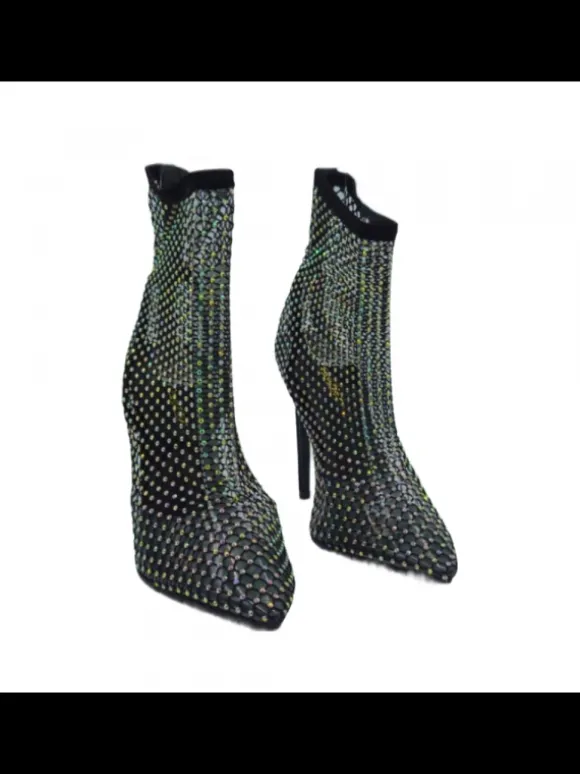 Pointed toe women's ankle boots with 12 heel