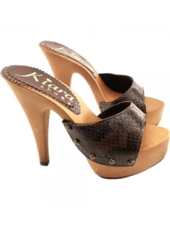 PYTHON LEATHER CLOGS