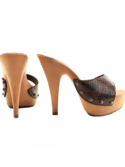 PYTHON LEATHER CLOGS