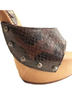 PYTHON LEATHER CLOGS