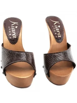 PYTHON LEATHER CLOGS