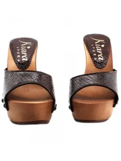 PYTHON LEATHER CLOGS